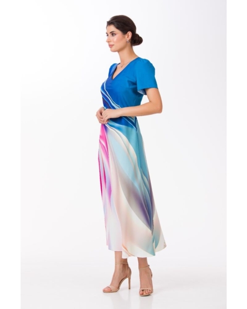 Rochie de vara lunga cu buzunare imprimata multicolor SS24 - Img 4
