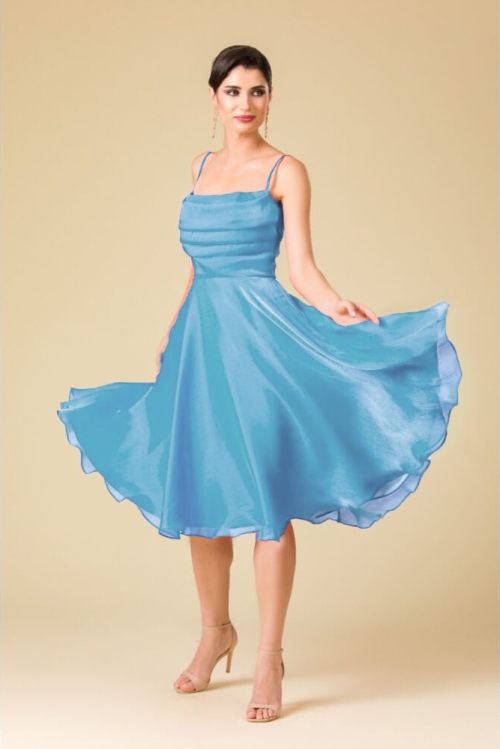 Rochie eleganta bleu din chiffon creponat
