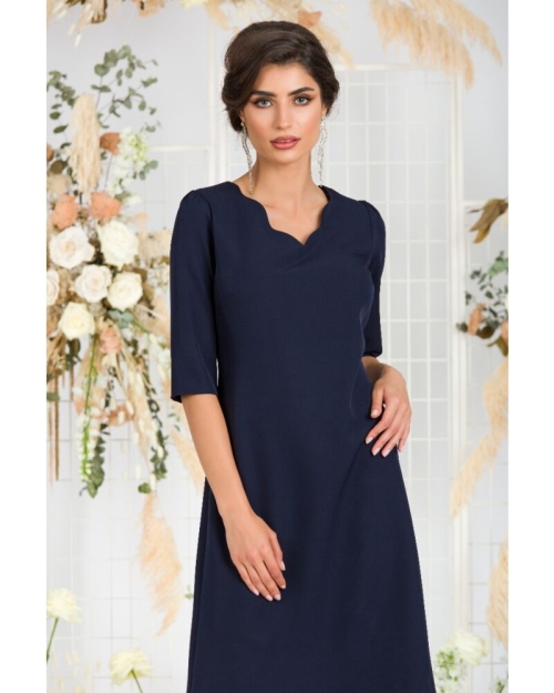Rochie eleganta bleumarin cu maneca trei sferturi - Img 3