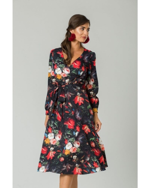 Rochie eleganta cu maneca lunga imprimata Floral CMD229 - Img 4