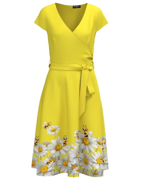 Rochie eleganta de vara cu maneca scurta imprimata Albinute