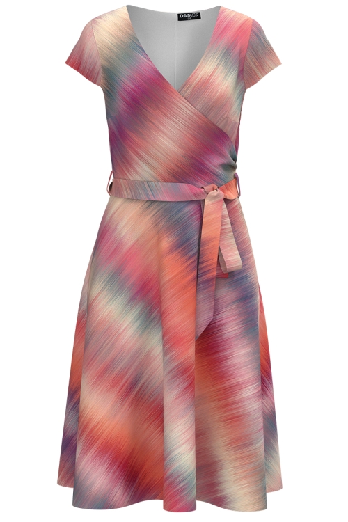 Rochie eleganta de vara cu maneca scurta imprimata degrade