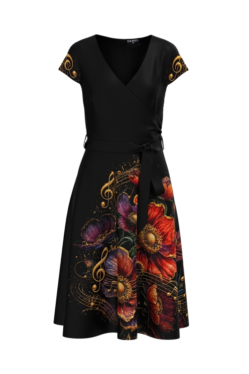 Rochie eleganta de vara cu maneca scurta simfonia florilor