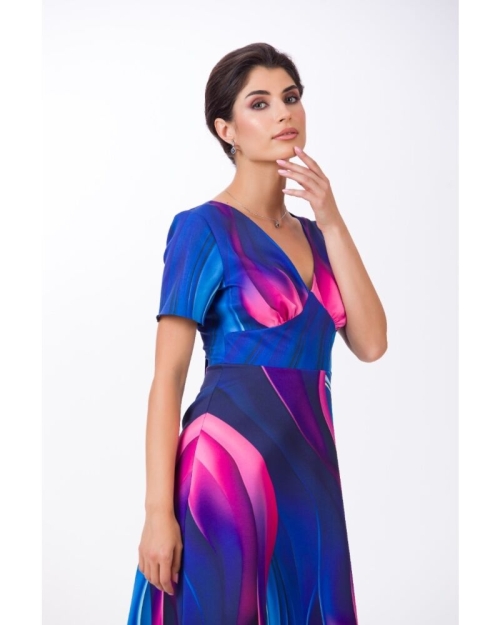 Rochie eleganta de vara imprimata multicolor abstract - Img 3