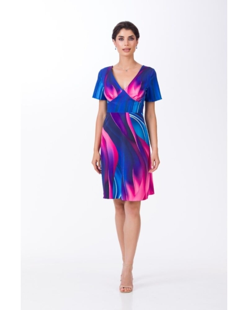 Rochie eleganta de vara imprimata multicolor abstract - Img 1