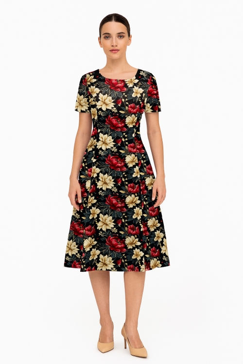 Rochie eleganta din crepe imprimata floral