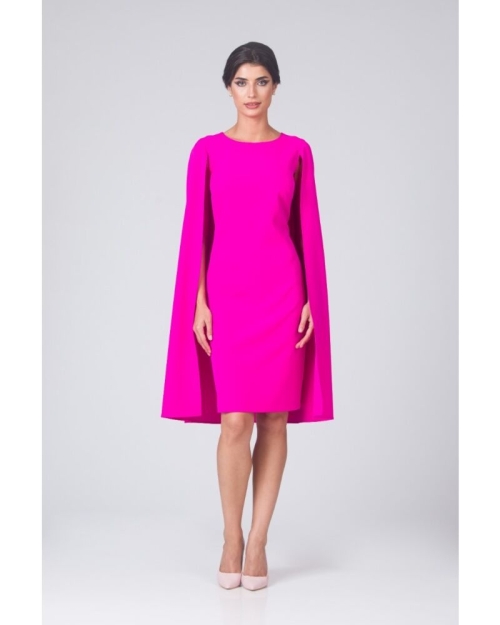 Rochie eleganta fucsia cu pelerină CMD4881 - Img 3