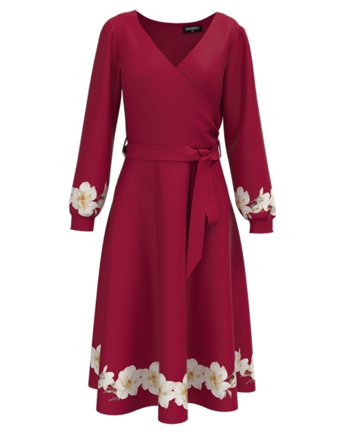 Rochie eleganta Viva Magenta imprimata cu model floral