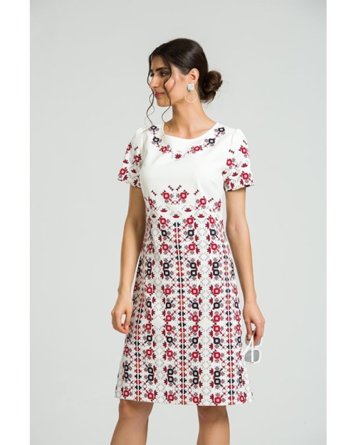 Rochie evazata imprimata digital cu model traditional CMD79 - Img 2