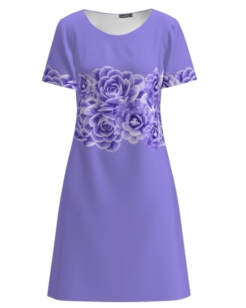 Rochie evazata violet imprimata cu model floral CMD1953 - Img 1