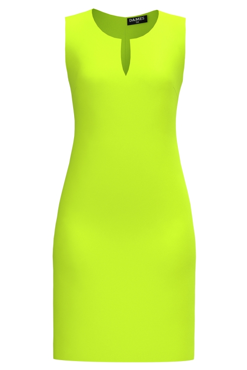 Rochie galben neon casual cu decolteu lacrima