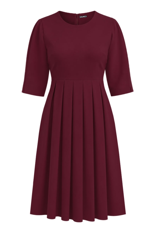 Rochie grena eleganta cu pliuri