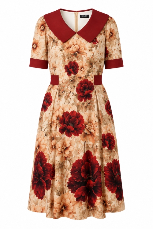 Rochie in clini cu guler amplu si cordon reglabil Gradina de Rubin
