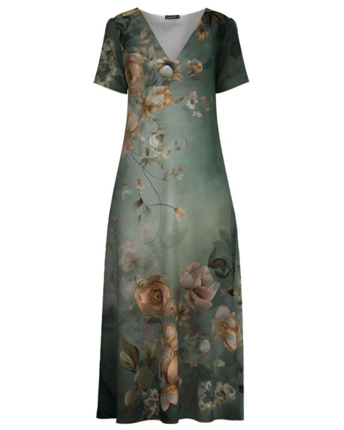 Rochie lunga de vara cu buzunare imprimata Floral