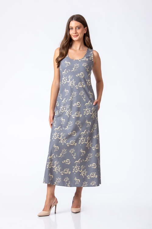 Rochie lunga de vara cu buzunare imprimata Flori Art by Iulian COPACEL - Img 2