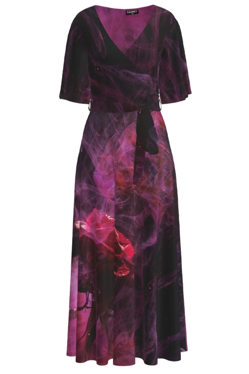 Rochie lunga eleganta de seara imprimata digital Trandafir CMD1051 - Img 2