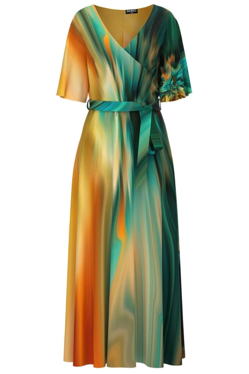 Rochie multicolora lunga eleganta de seara imprimata digital CMD1076 - Img 2