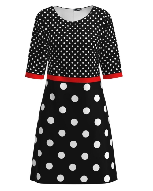 Rochie neagra casual imprimata cu model buline CMD3573