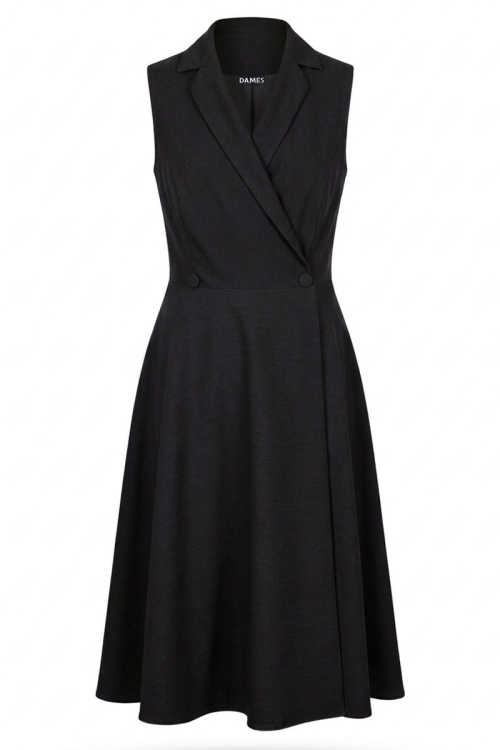 Rochie neagra din vascoza premium tip sarafan