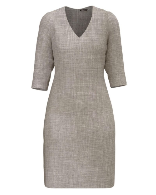 Rochie office bej nisipiu cu decolteu in V CMD4583