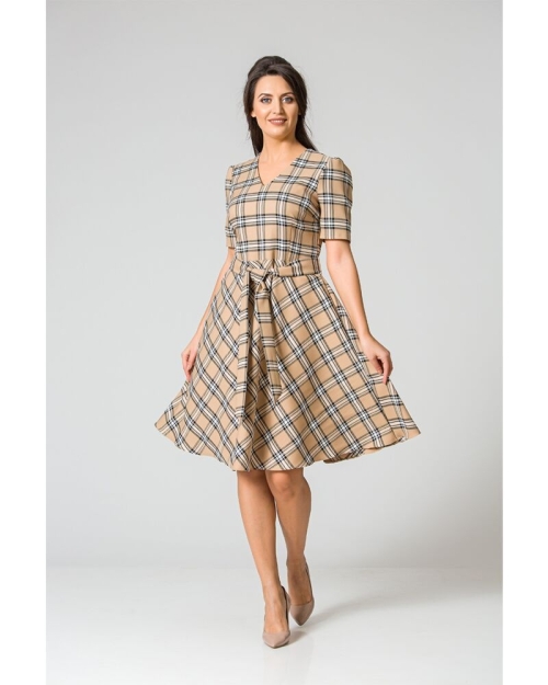 Rochie office clos in carouri Bej DM117 - Img 1