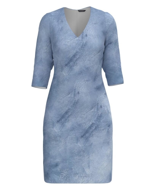 Rochie office in nuante de bleu cu decolteu in V CMD4851 - Img 1