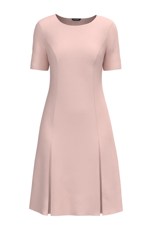 Rochie roz deschis cu pliuri si maneca scurta