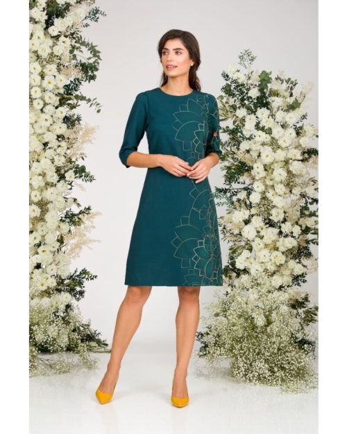 Rochie verde casual imprimata cu model floral CMD1420 - Img 1
