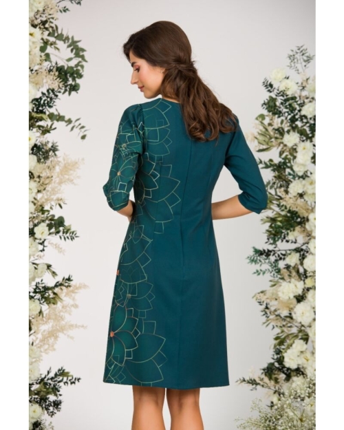 Rochie verde casual imprimata cu model floral CMD1420 - Img 6