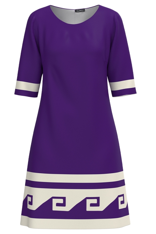 Rochie violet casual imprimata cu model Aztec