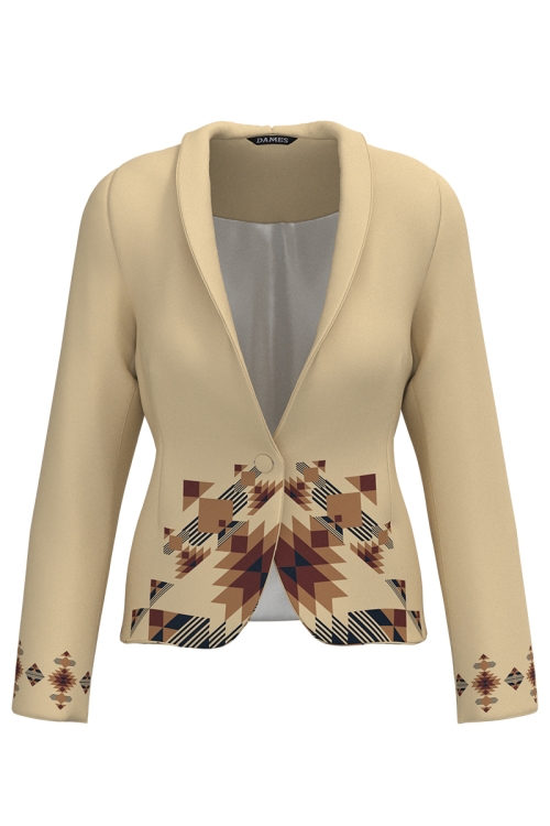 Sacou bej cambrat imprimat traditional SS25