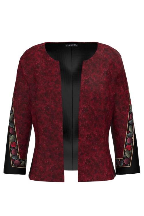 Sacou bordo cambrat imprimat Poveste de Toamna
