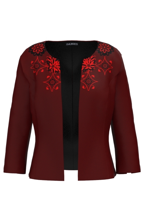 Sacou bordo cambrat imprimat traditional floral