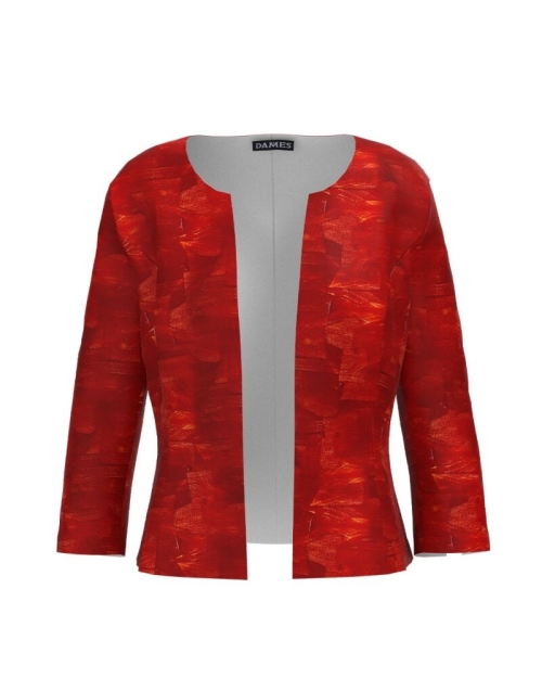 Sacou cambrat imprimat in nuante de rosu CMD3038