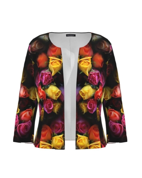 Sacou casual imprimat cu trandafiri multicolori CMD4017