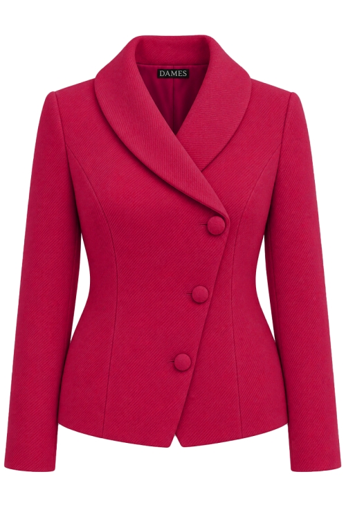 Sacou fucsia elegant asimetric din stofa groasa Noemi