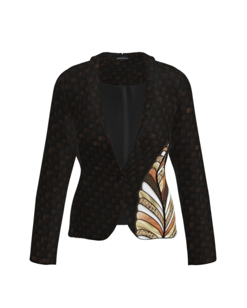 Sacou maro cambrat imprimat cu model floral CMD1322 - Img 1