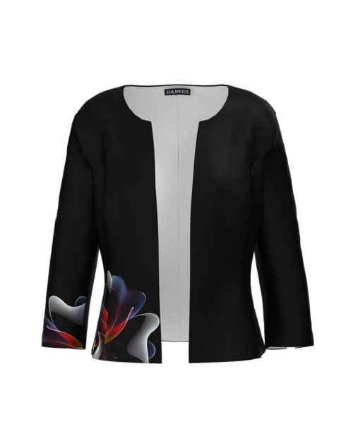 Sacou negru cambrat imprimat floral CMD4872