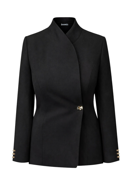 Sacou negru premium cu rever multifunctional