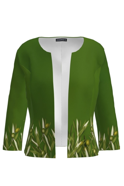 Sacou verde cambrat imprimat ramuri de maslin CMD2795 - Img 2