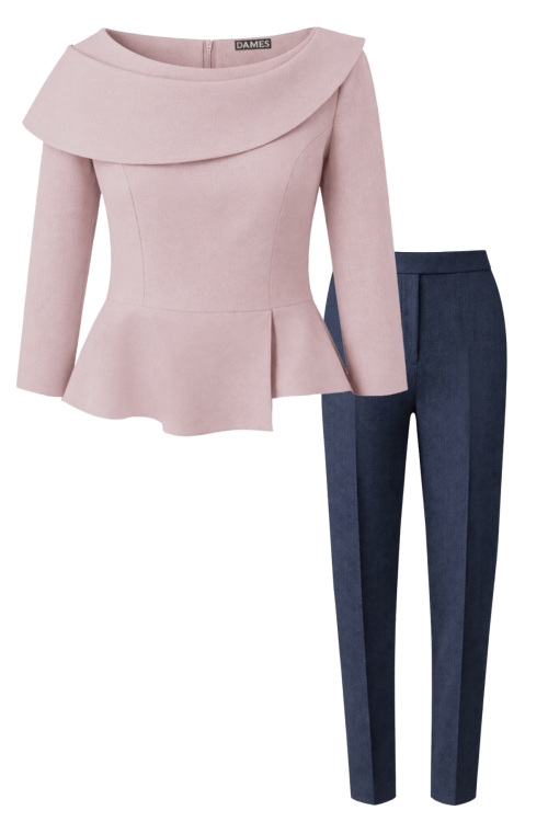 Set dama bluza si pantalon conic din stofa fina Valeia