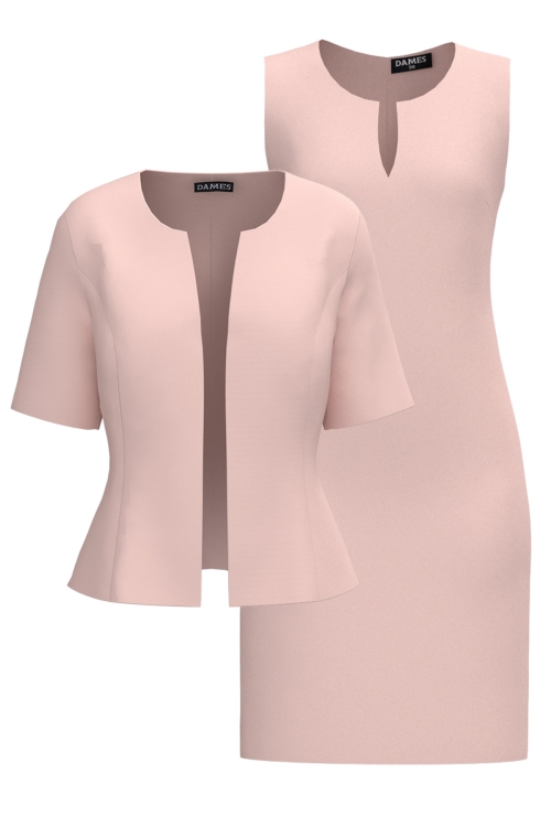Set dama cu rochie si sacou roz