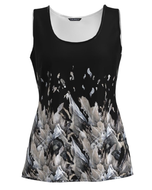 Top casual negru imprimat cu model abstract CMD1241