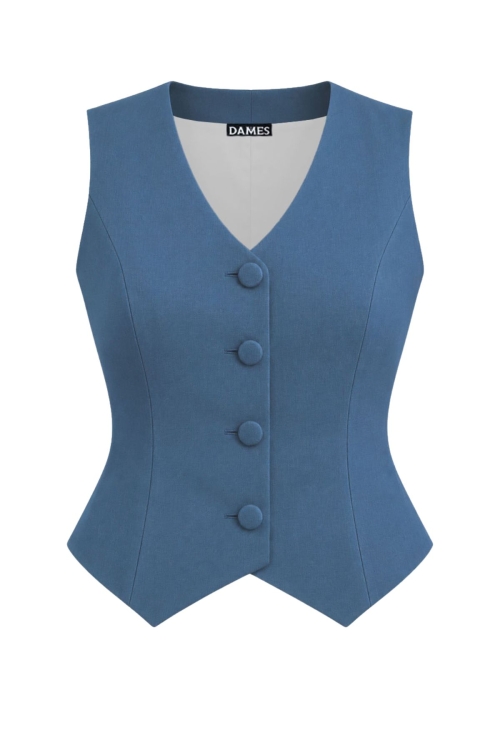 Vesta bleu eleganta cambrata