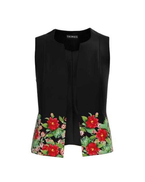 Vesta neagra imprimata cu model floral CMD2914