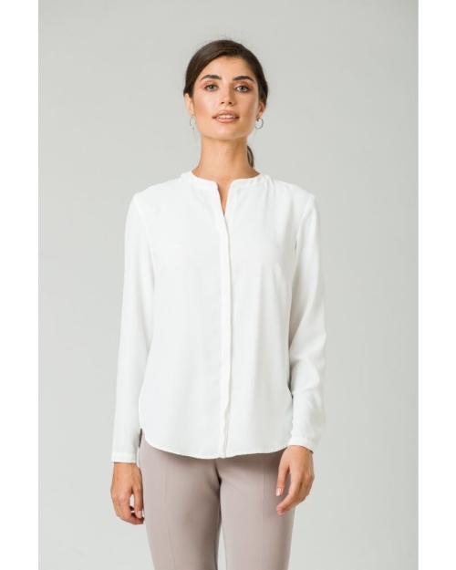 Bluza albă cu guler tunică CMD249 - Img 3