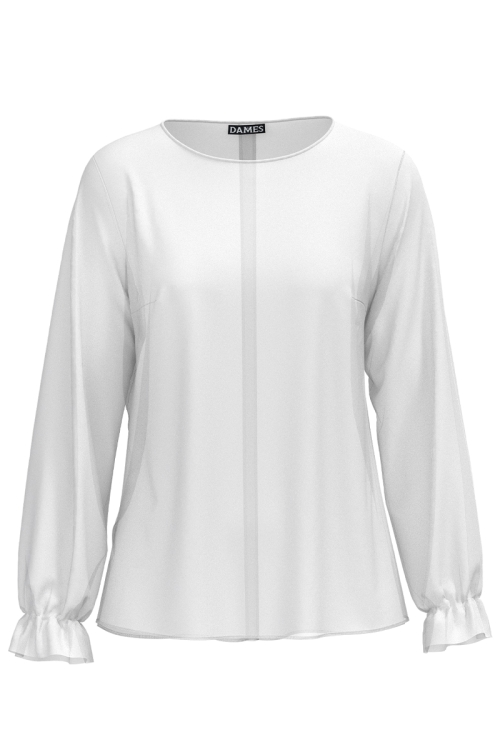 Bluza alba din voal cu maneca lunga