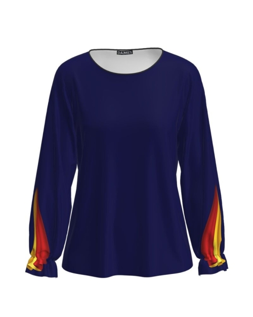 Bluza albastra imprimata cu model Tricolor CMD3561