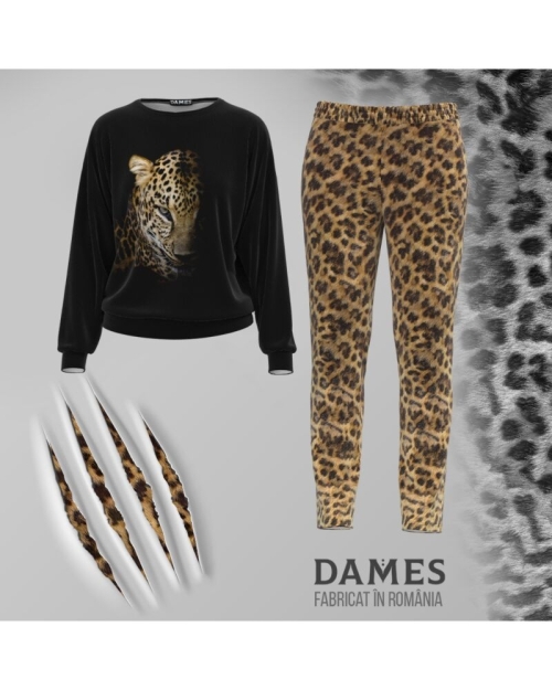 Bluza animal print tip hanorac din catifea CMD1383 - Img 2