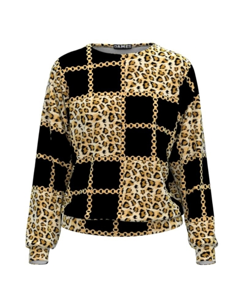 Bluza animal print tip hanorac din catifea CMD1387 - Img 1